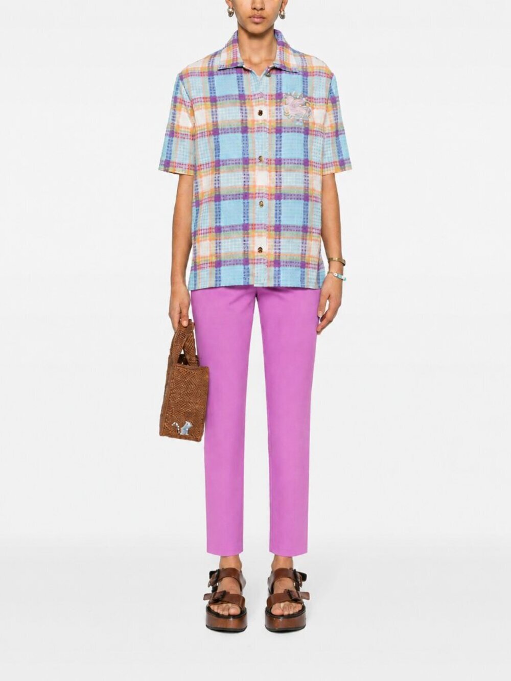 ETRO Orchid Purple Stretch Cotton Sateen Low Rise Ankle Chino Pants, Size 38/XS